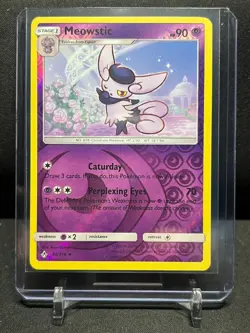 Meowstic 80/214 Reverse Holo Rare Pokemon 2019 SM Unbroken Bonds LP - Image 1