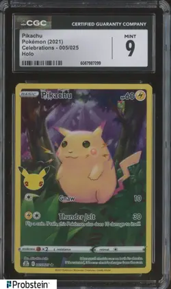 2021 Pokemon Celebrations #005 Pikachu Holo CGC 9 MINTv - Image 1