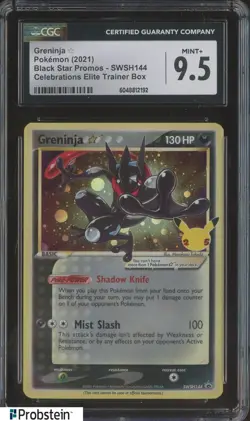 2021 Pokemon BSP Celebrations ETB #SWSH144 Greninja Gold Star CGC 9.5 MINT+ - Image 1