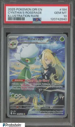 2025 Pokemon Destined Rivals DRI EN Illustration #184 Cynthia's Roserade PSA 10 - Image 1