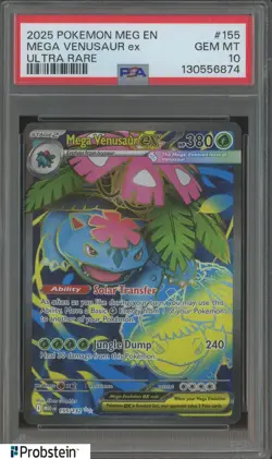 2025 Pokemon Mega Evolutions MEG EN Ultra Rare #155 Mega Venusaur Ex PSA 10 - Image 1