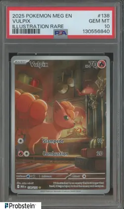 2025 Pokemon Mega Evolutions MEG EN Illustration Rare #138 Vulpix PSA 10 - Image 1