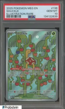 2025 Pokemon Mega Evolutions MEG EN Illustration Rare #136 Shuckle PSA 10 - Image 1