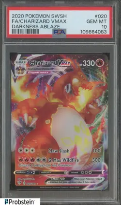 2020 Pokemon SWSH Darkness Ablaze #020 FA Charizard VMAX PSA 10 GEM MINT - Image 1