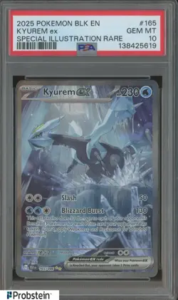 2025 POKEMON BLK EN SPECIAL ILLUSTRATION RARE #165 KYUREM EX PSA 10 GEM MINT - Image 1