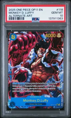 2025 ONE PIECE OP11-A FIST OF DIVINE SPEED ALTERNATE ART MONKEY D. LUFFY PSA 10 - Image 1