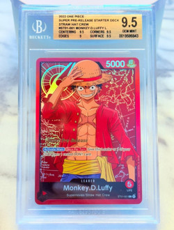 2022 One Piece Monkey.D.Luffy Super Pre-Release ST01-001 BGS 9.5 GEM MINT FOIL - Image 1