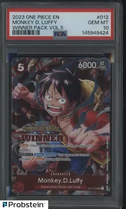 2023 One Piece EN Winner Pack Vol.5 #012 Monkey D. Luffy PSA 10 GEM MINT - Image 1
