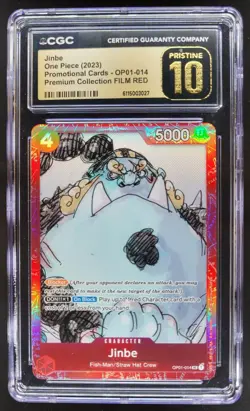 2023 ONE PIECE CCG JINBE FILM RED PROMO OP01-014 CGC 10 PRISTINE TL3 - Image 1