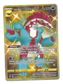 Galarian Obstagoon 198/185 Gold Secret Rare Pokemon Card Vivid Voltage Set - NM - Image 1