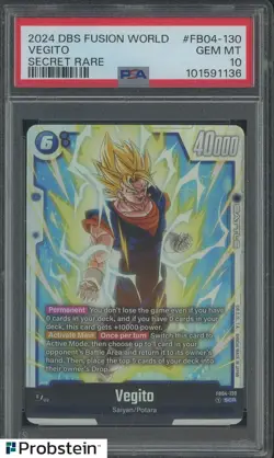2024 DBS CARD GAME FUSION WORLD ULTRA LIMIT #FB04-130 VEGITO SECRET RARE PSA 10 - Image 1