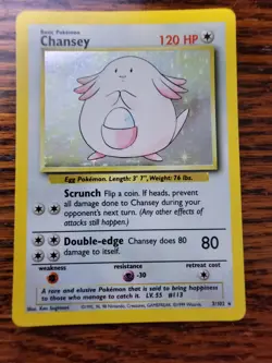 Chansey 3/102 - LP* Holo Rare - Base Set Pokemon Card - Image 1
