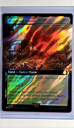 2024 MTG Magic the Gathering Fallout Extended Art Surge Foil Scattered Groves - Image 1
