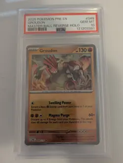 Pokemon PSA 10 Groudon 049/131 Prismatic Evolutions Master Ball Rev Holo #4122 - Image 1