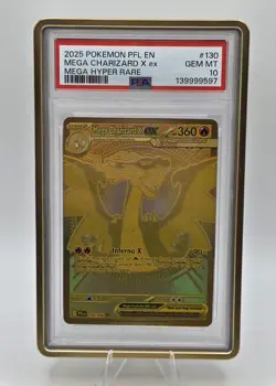 Mega Charizard X ex Gold Hyper Rare 130/094 PSA 10 Pokemon Phantasmal Flames - Image 2