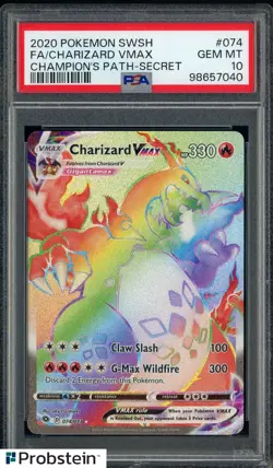 2020 Pokemon SWSH Champion's Patch Secret #074 FA Charizard VMAX PSA 10 - Image 1