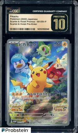 2022 Pokemon Japanese SV Promos Pre-Order #001/SV-P Pikachu CGC 10 PRISTINE - Image 1