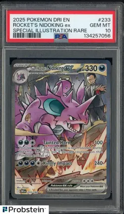 2025 Pokemon DRI EN Special Illustration Rare #233 Rocket's Nidoking ex PSA 10 - Image 1
