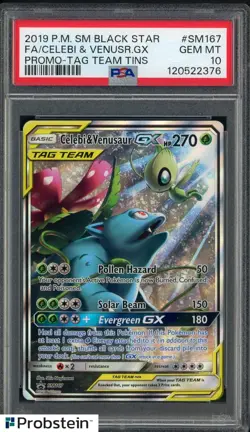 2019 Pokemon SM BSP Tag Team Tins #SM167 FA Celebi & Venusaur GX PSA 10 - Image 1