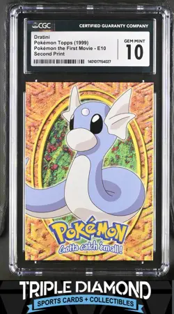 1999 Topps Pokemon the First Movie #E10 Dratini Second Print CGC 10 L557 - Image 1