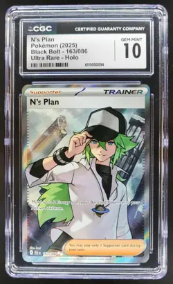 2025 Pokemon Black Bolt N's Plan #163/086 Ultra Rare CGC 10 TL3 - Image 1