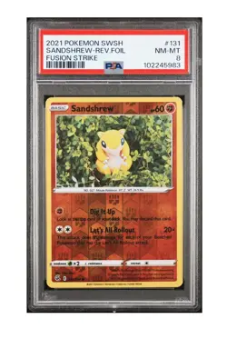 PSA 8 2021 POKEMON SWORD & SHIELD FUSION STRIKE #131 SANDSHREW-REV.FOIL - Image 1