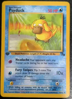 Psyduck First Edition NM Pokemon 53/62 Fossil Regular - Image 1