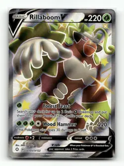 Rillaboom V SV105/SV122 Holo Rare V Shining Fates Shiny Vault Pokemon Near Mint - Image 1