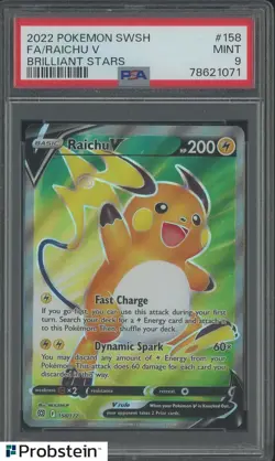 2022 Pokemon SWSH Brilliant Stars #158 FA Raichu V PSA 9 MINT - Image 1