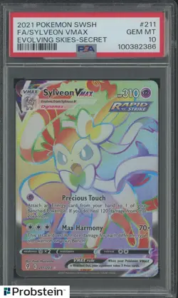 2021 Pokemon SWSH Evolving Skies Secret #211 FA Sylveon VMAX PSA 10 GEM MINT - Image 1
