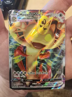 POKEMON MEOWTH VMAX STANDARD SIZE PROMO CARD SWSH005 HOLO RARE MP - Image 5