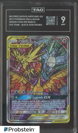 2019 Pokemon SM Hidden Fates ETB BSP #SM210 Moltres Zapdos Articuno GX TAG 9 - Image 1