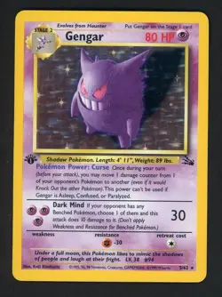 1999 Pokemon Fossil 1st Edition #5 Gengar Holo Rare - Image 1