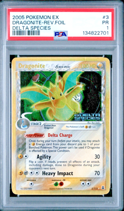 PSA 1 PR 2005 Pokemon EX Delta Species Dragonite Reverse Holo Foil Rare 3/113 - Image 1
