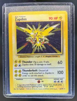 1999 Pokemon Unlimited Zapdos Rare Holo #16/102 - Image 1