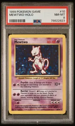 Pokemon TCG 1999 Mewtwo 010/102 Base Set Holo VINTAGE PSA 8 - Image 1
