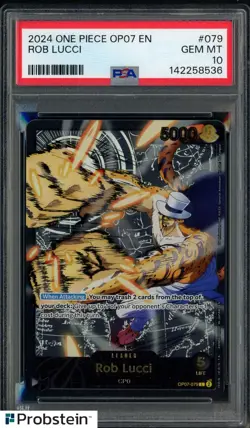 2024 One Piece OP07 EN #079 Rob Lucci PSA 10 GEM MINT - Image 1