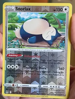 POKEMON SNORLAX 143/196 RARE REVERSE HOLOFOIL LOST ORIGIN NM CARD - Image 1