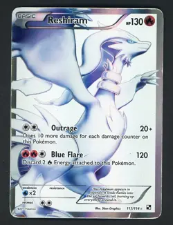 Pokemon 2011 Black & White Reshiram #113/114 Full Art Ultra Rare - Image 1