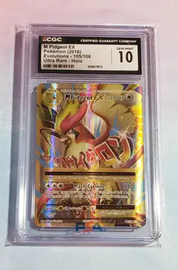 2016 Pokemon Evolutions M Pidgeot EX (Full Art) 105/108 Holo CGC 10 - Image 1