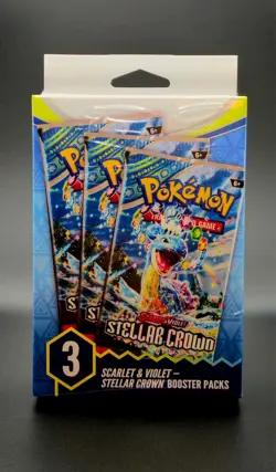Pokemon TCG |Scarlet & Violet Stellar Crown |3 Pack Booster Box |Factory Sealed - Image 1