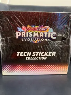 Pokemon TCG Prismatic Evolutions Tech Sticker Collection Display Case Sealed - Image 1