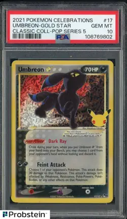 2021 Pokemon Celebrations Classic Coll Pop Series 5 #17 Umbreon Gold Star PSA 10 - Image 1