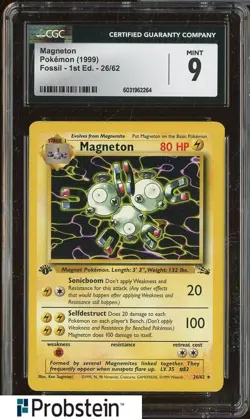 1999 Pokemon Fossil 1st Edition Magneton #26/62 CGC 9 MINT - Image 1