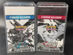 2x Pokemon SV10.5 Black Bolt White Flare Sealed Booster Bundle Display W/Acrylic - Image 1