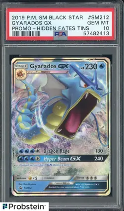 2019 Pokemon SM BSP Hidden Fates Tins #SM212 Gyarados GX PSA 10 GEM MINT - Image 1