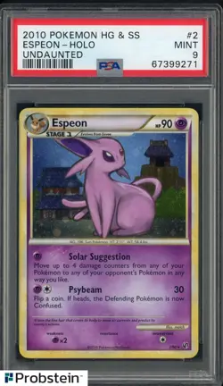 2010 Pokemon HG & SS Undaunted #2 Espeon Holo PSA 9 MINT - Image 1