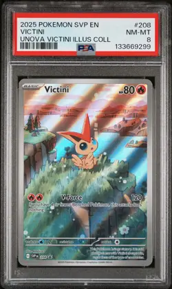 133669299 Victini 2025 Pokemon SV Unova Illustration Promo - SVP EN #208 PSA 8 - Image 1