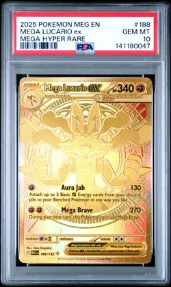 2025 POKEMON MEG EN-MEGA EVOLUTION MEGA HYPER RARE #188 MEGA LUCARIO EX PSA 10 - Image 1