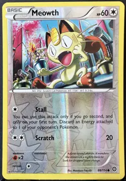 Meowth 88/114 Reverse Holo - 2016 Steam Siege - Pokemon TCG - Image 1